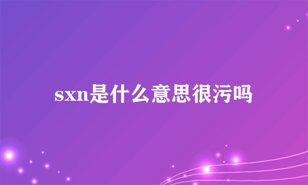 sxn是什么意思很污吗