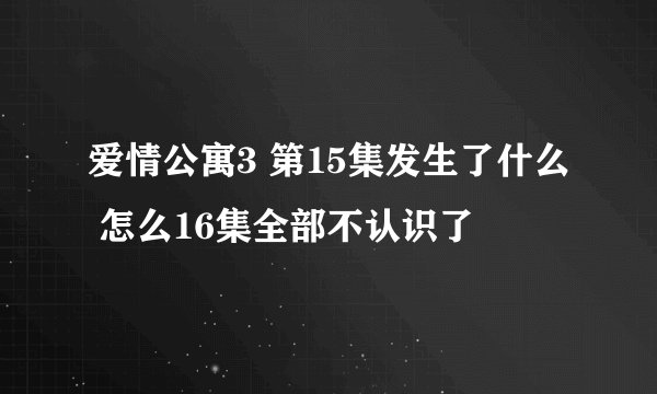 爱情公寓3 第15集发生了什么 怎么16集全部不认识了