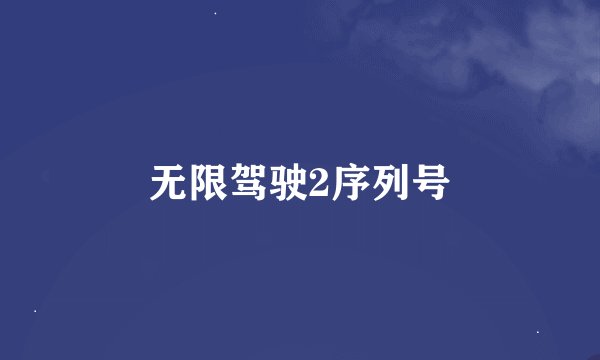无限驾驶2序列号