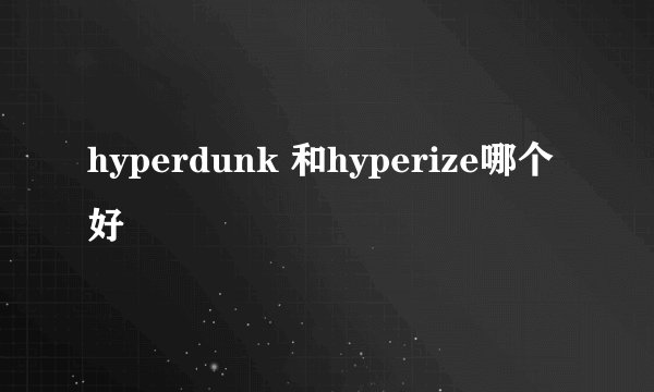 hyperdunk 和hyperize哪个好