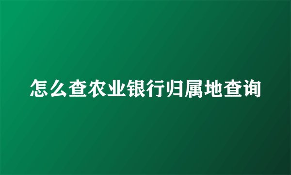 怎么查农业银行归属地查询