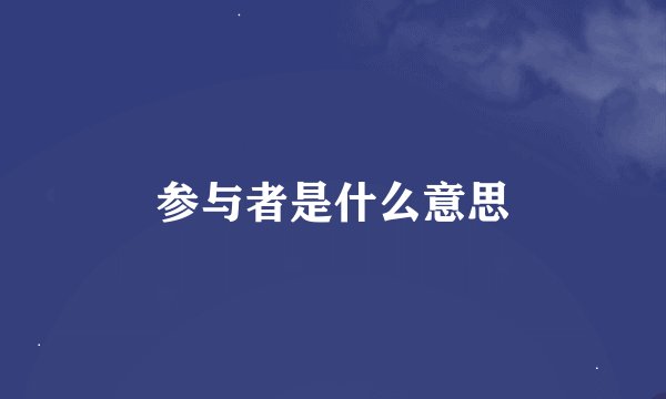 参与者是什么意思