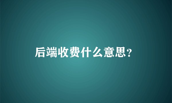 后端收费什么意思？