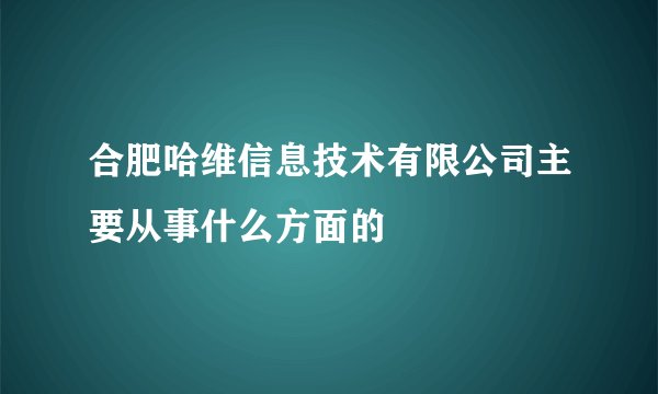 合肥哈维信息技术有限公司主要从事什么方面的