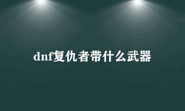dnf复仇者带什么武器