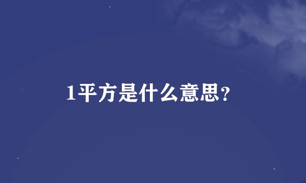 1平方是什么意思？