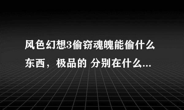 风色幻想3偷窃魂魄能偷什么东西，极品的 分别在什么怪物上偷， 有么？求解