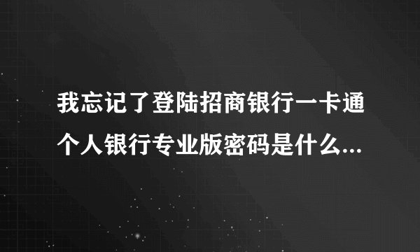 我忘记了登陆招商银行一卡通个人银行专业版密码是什么，怎么办？
