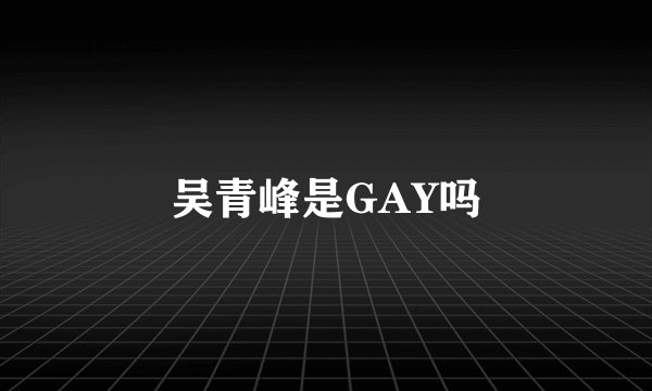 吴青峰是GAY吗