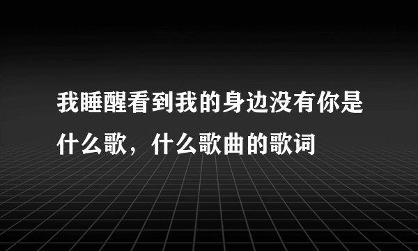 我睡醒看到我的身边没有你是什么歌，什么歌曲的歌词