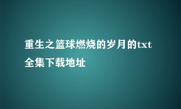 重生之篮球燃烧的岁月的txt全集下载地址