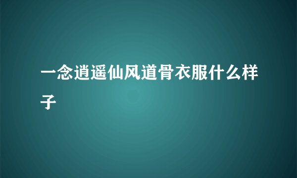 一念逍遥仙风道骨衣服什么样子
