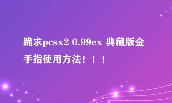 跪求pcsx2 0.99ex 典藏版金手指使用方法！！！