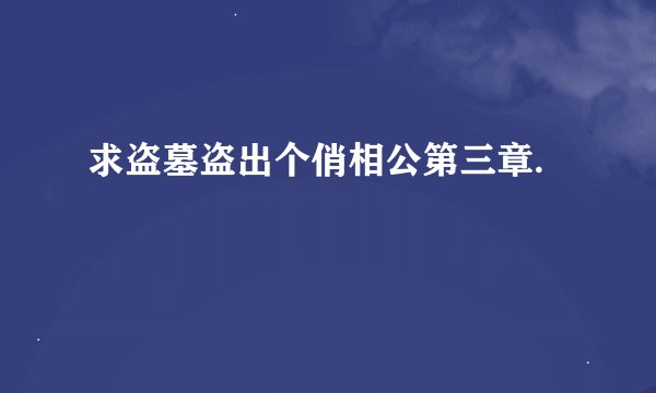 求盗墓盗出个俏相公第三章.