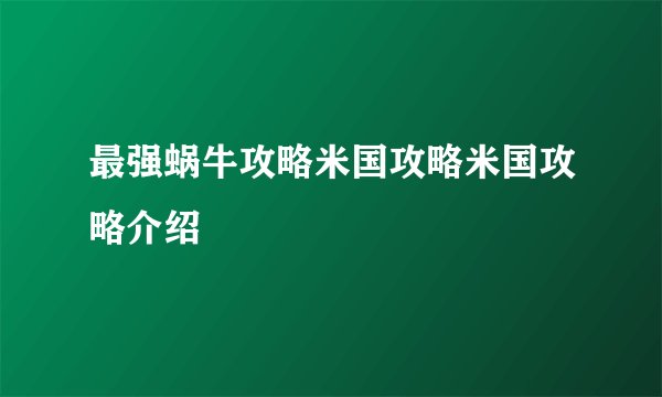 最强蜗牛攻略米国攻略米国攻略介绍