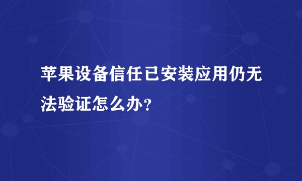 苹果设备信任已安装应用仍无法验证怎么办？
