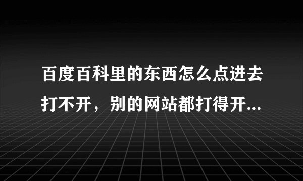 百度百科里的东西怎么点进去打不开,别的网站都打得开的,为什么就这个打不开,我看过了,我家的网没问题