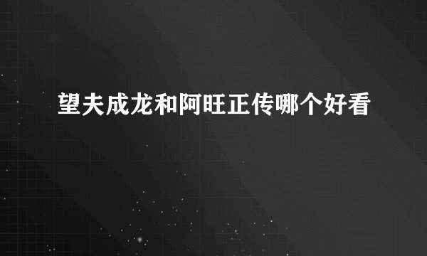 望夫成龙和阿旺正传哪个好看