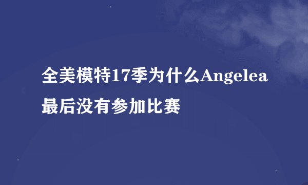 全美模特17季为什么Angelea最后没有参加比赛