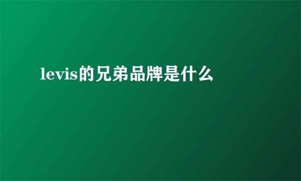 levis的兄弟品牌是什么