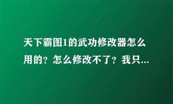 天下霸图1的武功修改器怎么用的？怎么修改不了？我只是想知道怎样修改的步骤，谢谢！