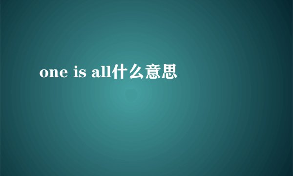 one is all什么意思
