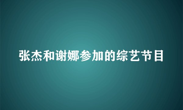 张杰和谢娜参加的综艺节目