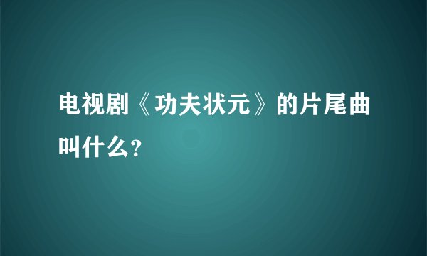 电视剧《功夫状元》的片尾曲叫什么？