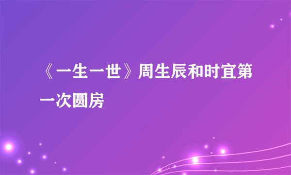 《一生一世》周生辰和时宜第一次圆房