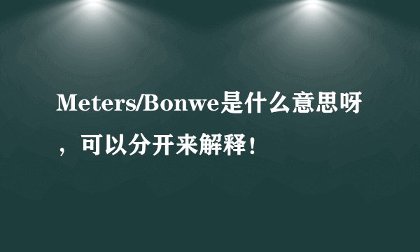 Meters/Bonwe是什么意思呀，可以分开来解释！