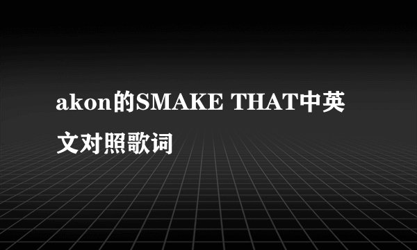 akon的SMAKE THAT中英文对照歌词