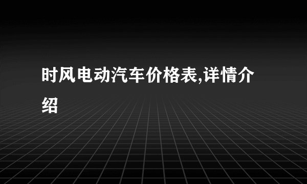 时风电动汽车价格表,详情介绍