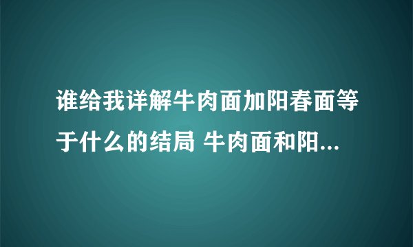 谁给我详解牛肉面加阳春面等于什么的结局 牛肉面和阳春面在一起了没