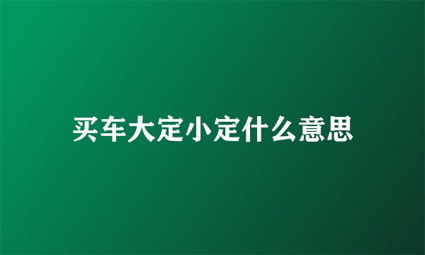 买车大定小定什么意思