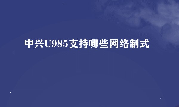 中兴U985支持哪些网络制式