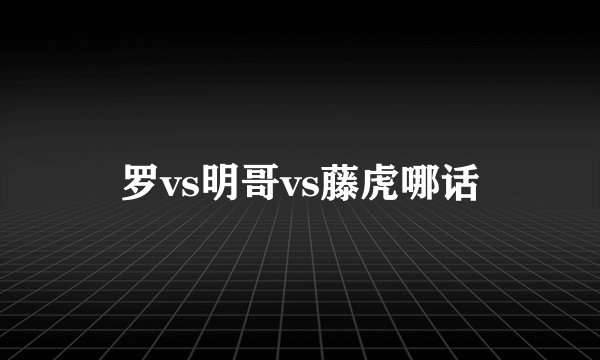罗vs明哥vs藤虎哪话