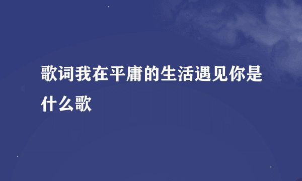 歌词我在平庸的生活遇见你是什么歌