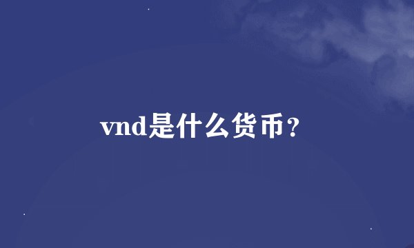vnd是什么货币？