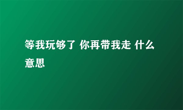 等我玩够了 你再带我走 什么意思