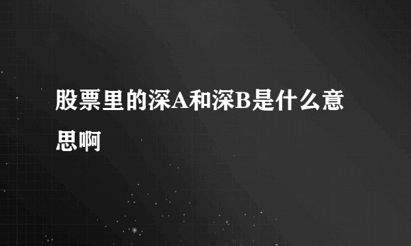 股票里的深A和深B是什么意思啊