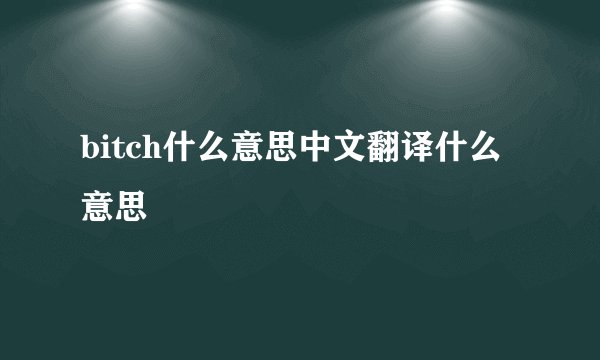bitch什么意思中文翻译什么意思