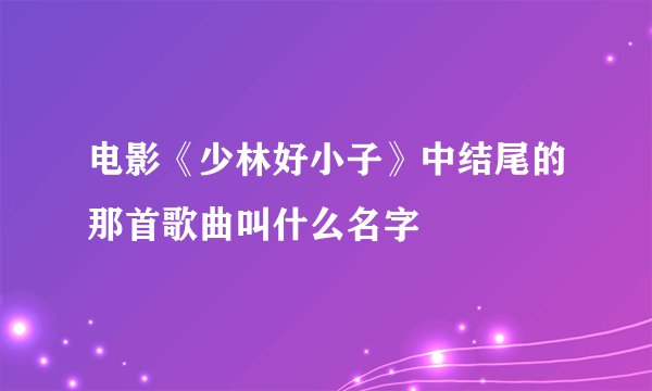 电影《少林好小子》中结尾的那首歌曲叫什么名字