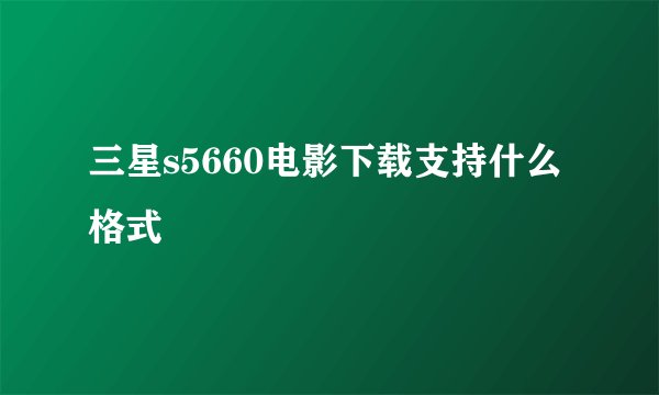 三星s5660电影下载支持什么格式