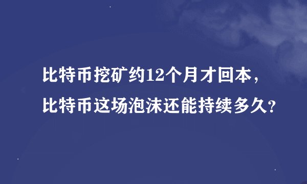 比特币挖矿约12个月才回本，比特币这场泡沫还能持续多久？