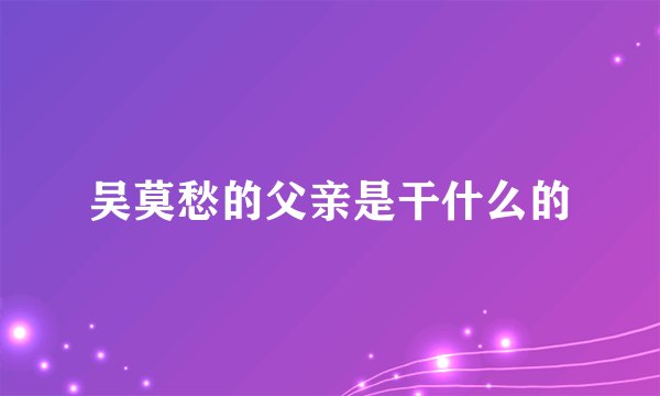 吴莫愁的父亲是干什么的
