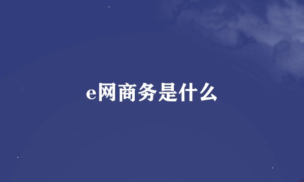 e网商务是什么