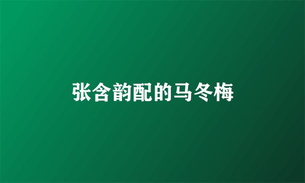 张含韵配的马冬梅