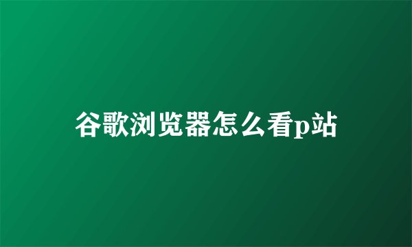 谷歌浏览器怎么看p站