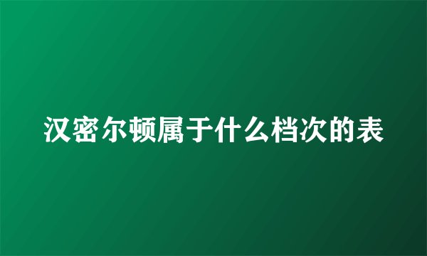 汉密尔顿属于什么档次的表