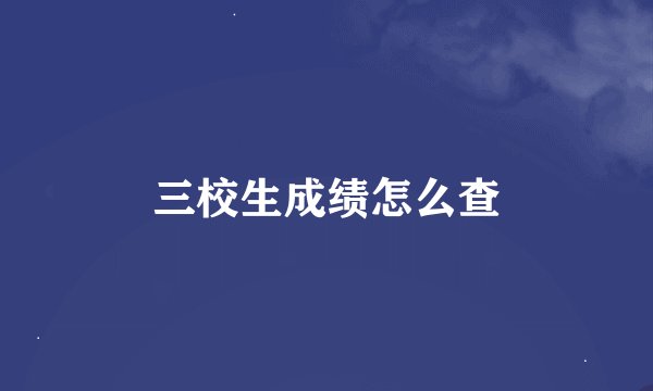 三校生成绩怎么查
